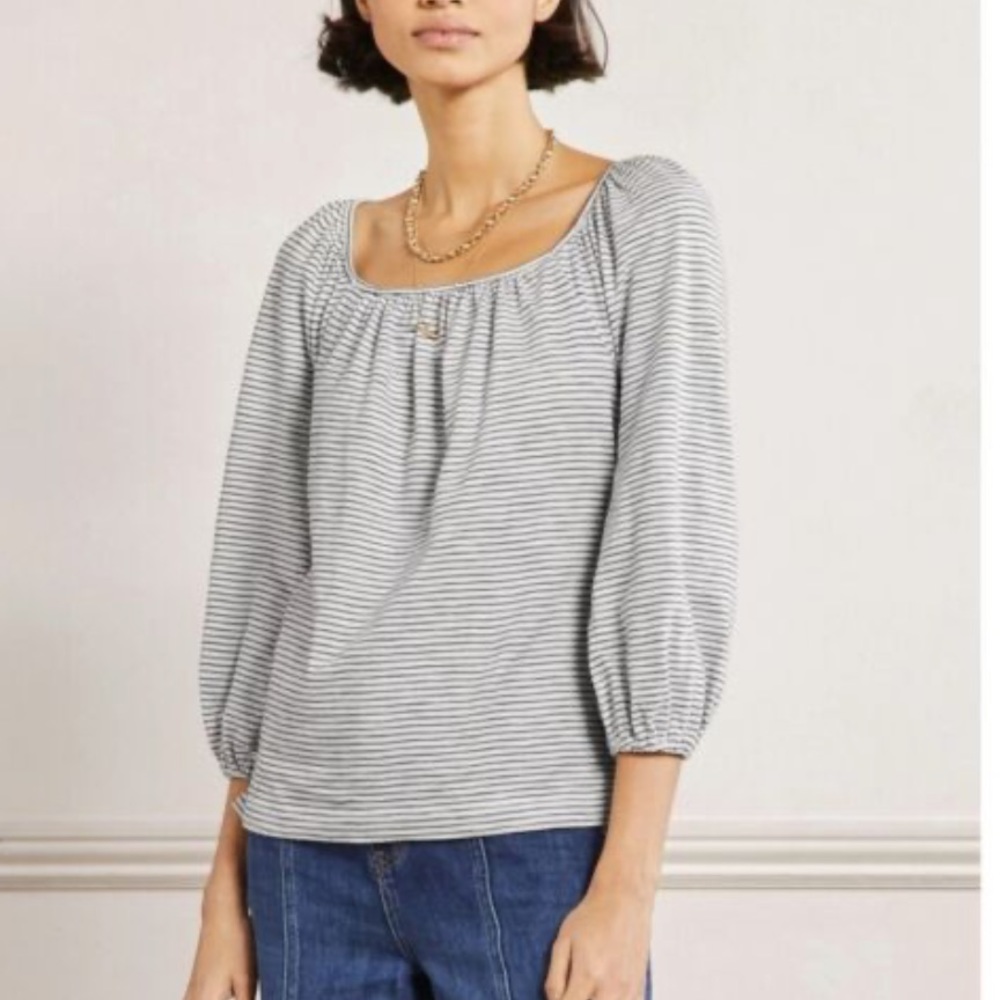 Boden Stripe Blouson Cotton Top size Medium